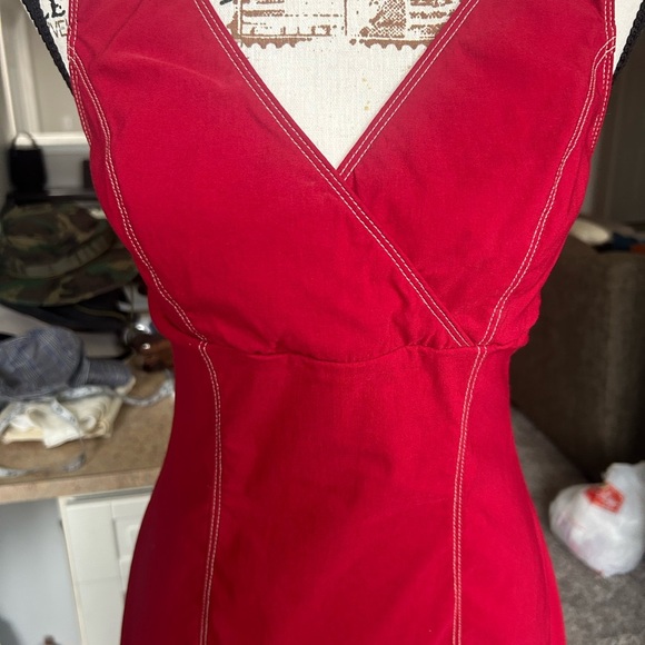 Express Y2K Stretch sleeveless little red dress size 5/6 - Picture 3 of 14